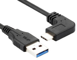 USB A'dan Dik Açılı C'ye Kablo