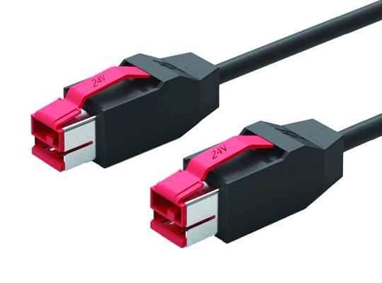 24-V-USB-Stecker-zu-Stecker-Verlängerungsfederkabel mit Stromversorgung