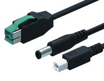 12V alimentado USB para USB 2.0 Tipo B + DC 5.5×2.1mm cabo para impressora