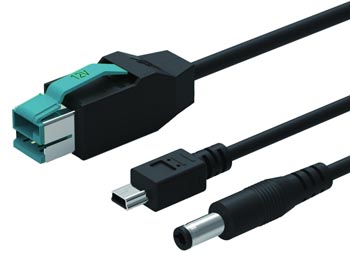 12V alimentado USB a DC y mini cable USB para el sistema POS