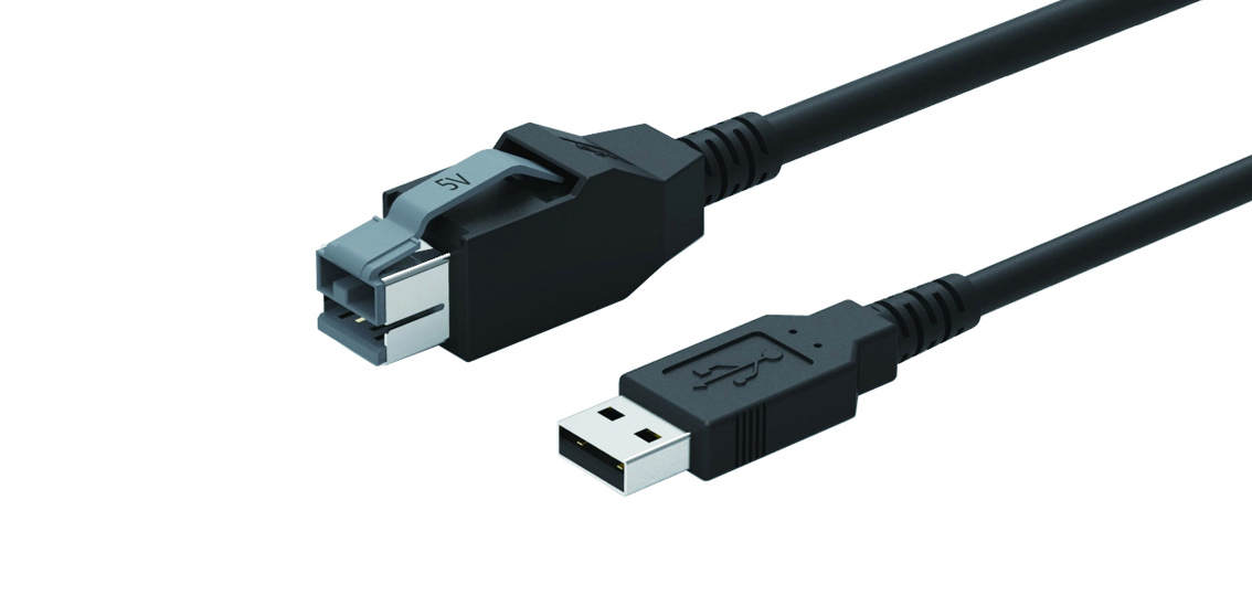 5V تعمل بالطاقة USB إلى USB 2.0 A كابل لماسح نقاط البيع