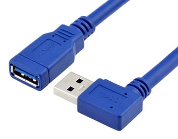 Удлинительный кабель типа USB 3.0 под прямым углом от мужчины к женщине