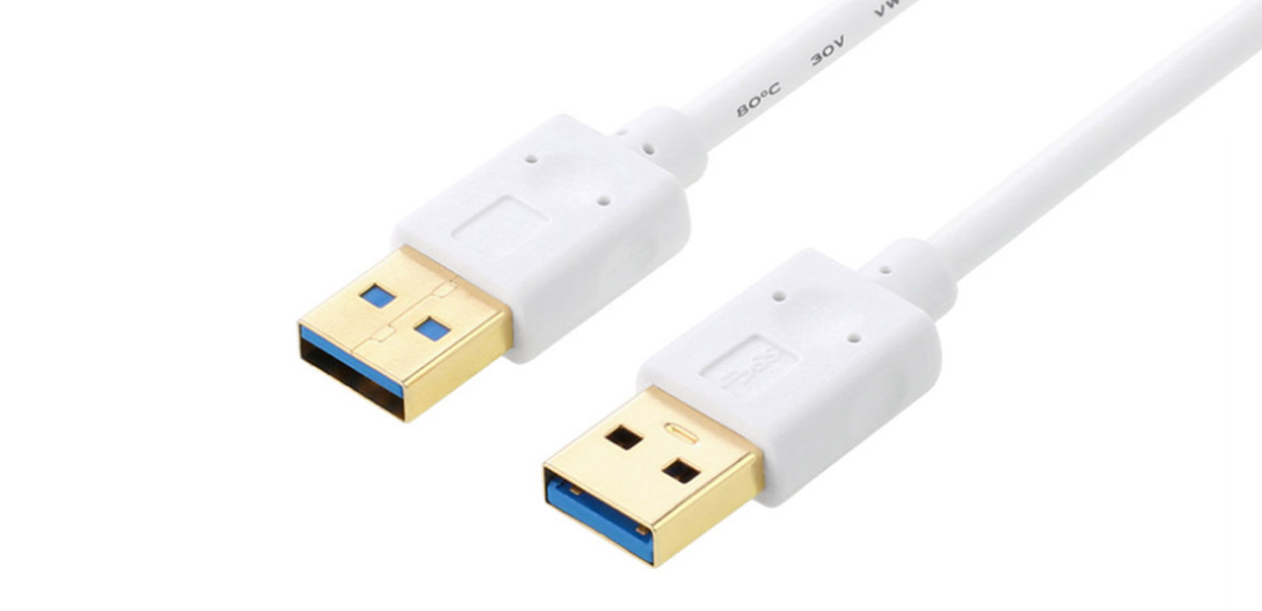 Câble USB 3.0 Type A mâle vers mâle blanc