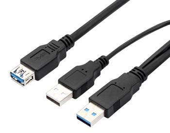 USB 3.0 A mâle + 2.0 A mâle vers un câble Y femelle