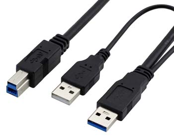כבל USB 3.0 ו-USB 2.0 A זכר לסוג B