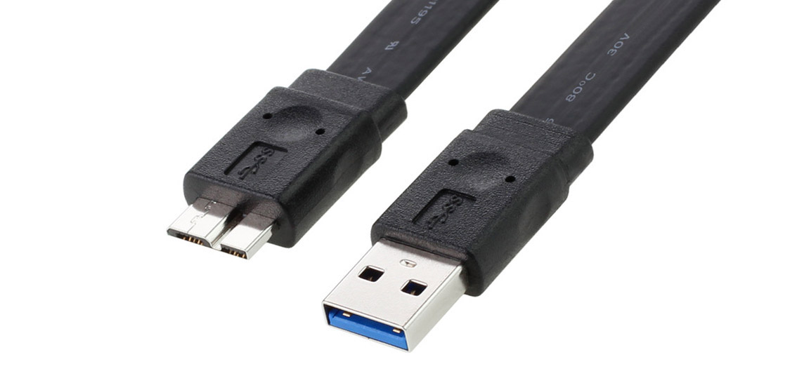 كابل USB 3.0 من النوع A إلى Micro B المسطح