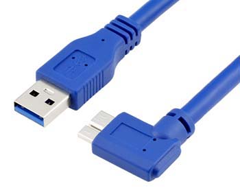 Right Angle Micro B Cable, USB 3.0 Type A to Micro B Cable