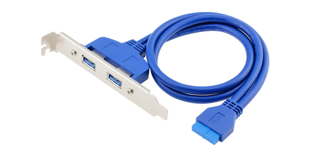 USB 3.0 20 PIN naar Double A Female PCI Baffle Kabel