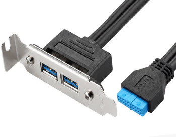 20 PIN to USB Female PCI Baffle Cable, 20 PIN to Double USB Type A Female PCI Baffle Cable