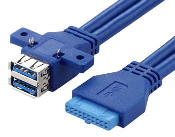 USB 3.0 20 PIN a doble cable USB hembra