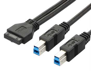 Cable USB 3.0 tipo B doble de 20 PIN a doble