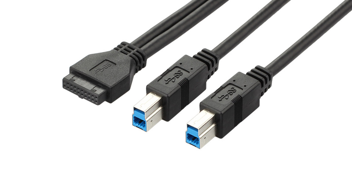 Câble USB 3.0 Type B 20 broches vers double