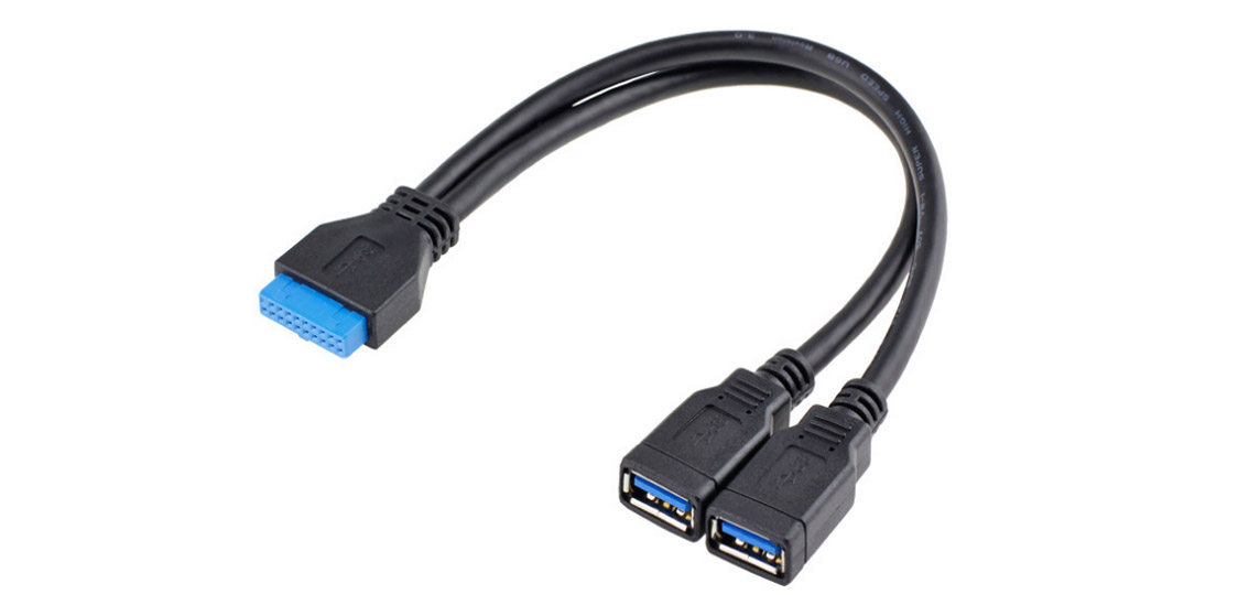 20 PIN to Double USB 3.0 A Female Cable