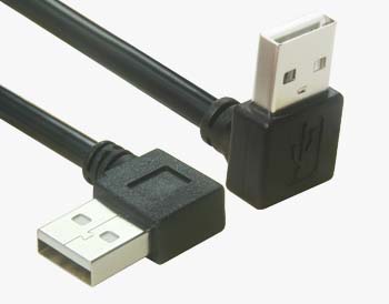 Cable USB 2.0 tipo A macho a macho de ángulo recto