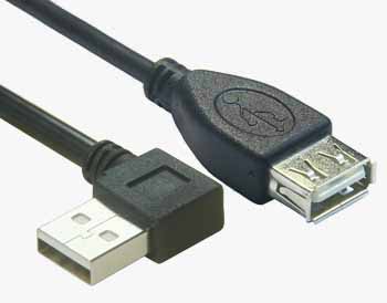 כבל מאריך USB 2.0 Type A מזכר לנקבה בזווית ישרה
