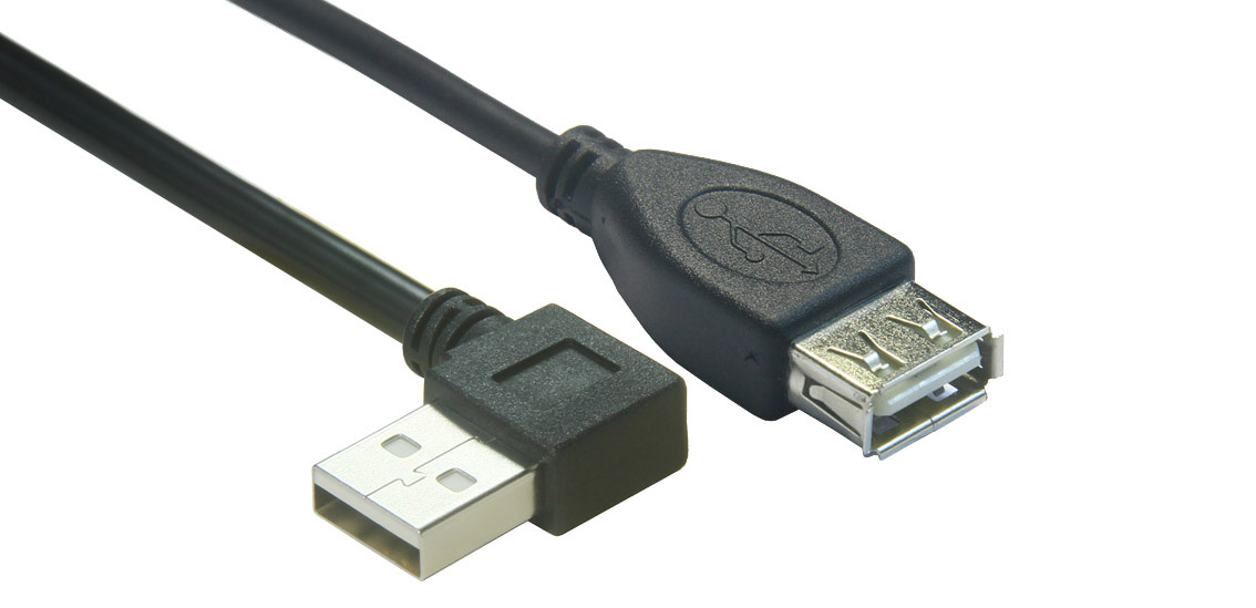 Cable de extensión USB 2.0 tipo A macho a hembra de ángulo recto