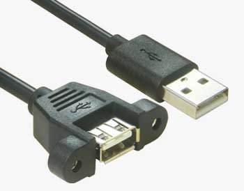 USB 2.0 نوع A ذكر إلى أنثى كابل تمديد مع قفل مسامير