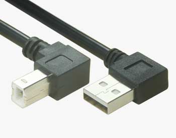 Haakse USB 2.0 Type A Male naar Type B Male printerkabel