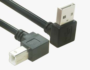Ângulo Reto USB 2.0 Tipo A Macho para Tipo B Cabo Masculino para Impressora Tipo B