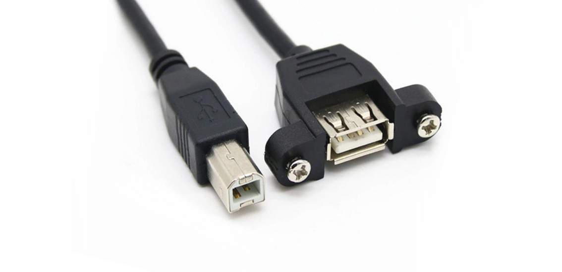 USB 2.0 Tip B - Tip A Dişi Vidalı Kilitli