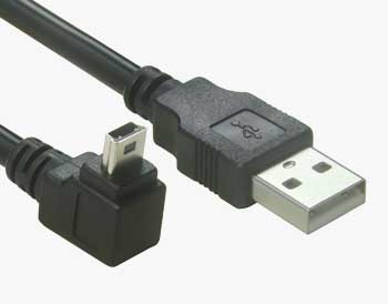 USB 2.0 Tipo A para Ângulo Reto Mini B Cabo 5Pin