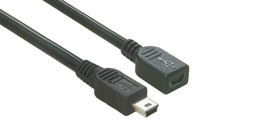 USB 2.0 Mini B 5Pin Cabo de Extensão Macho para Fêmea