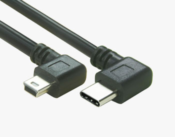 כבל USB מסוג C ל-Mini B בזווית ישרה