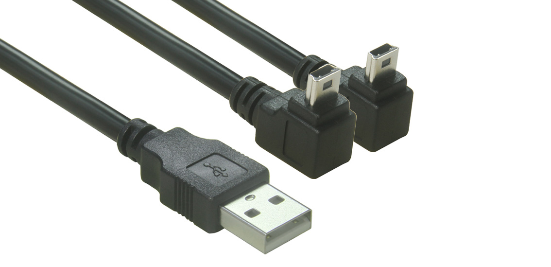 USB 2.0 Type A naar Double Mini B 5Pin 2 in 1 kabel