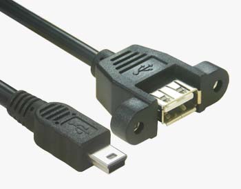 USB 2.0 Mini B a un cable hembra con bloqueo de tornillos