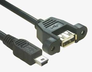 USB Mini B To A Female Cable With Screws Lock