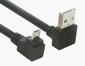 כבל USB 2.0 Type A ל-Micro B בזווית ישרה