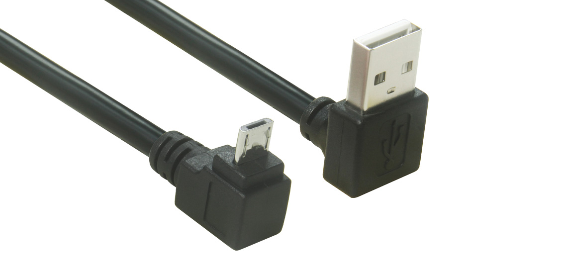 כבל USB 2.0 Type A ל-Micro B בזווית ישרה