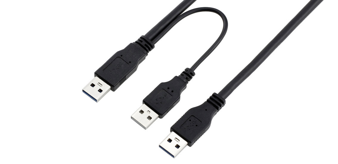 כבל USB 3.0 ו-USB 2.0 A זכר לכבל Y זכר