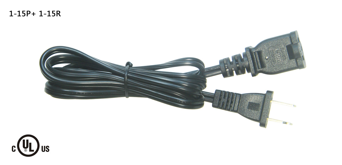 UL & CSA-zugelassenes Netzkabel für Amerika / Kanada mit NEMA 1-15P 2-poligem Stecker