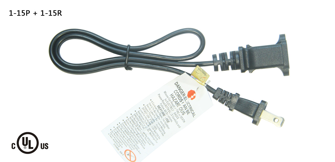 Câble d’extension NEMA 1-15P à 1-15R approuvé par UL&CSA Amérique / Canada