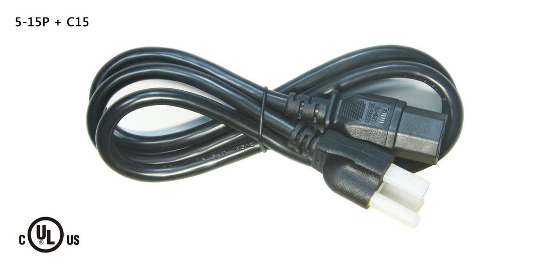 Cable de alimentación NEMA 5-15P aprobado por UL & CSA para Estados Unidos / Canadá
