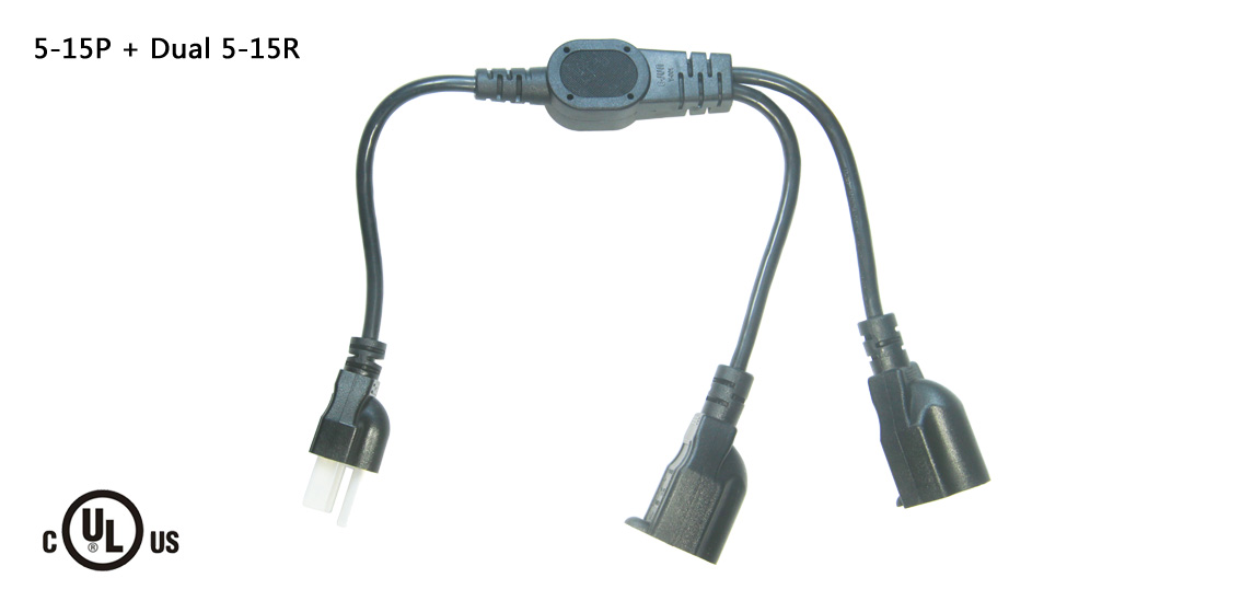 Cable de alimentación 2 en 1 aprobado por UL&CSA para Estados Unidos/Canadá