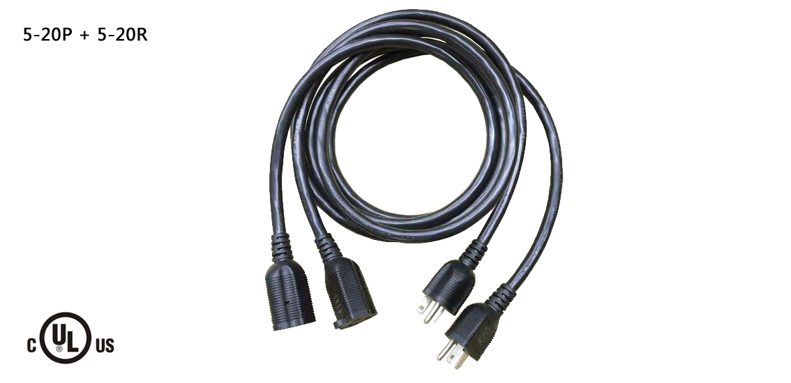 Cable de alimentación de extensión NEMA 5-20P a 5-20R