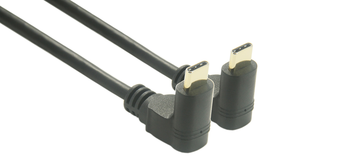 Cable de carga y sincronización de datos USB 3.1 C a C de ángulo recto