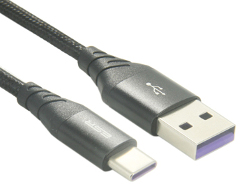 USB 3.1 A a C Nylon trançado 5A Cabo de carregamento super rápido