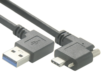 Câble USB C de haute qualité à verrouillage de vis à angle droit