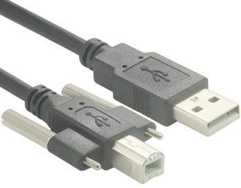 Cabo Macho USB 2.0 Tipo B com Parafusos de Bloqueio
