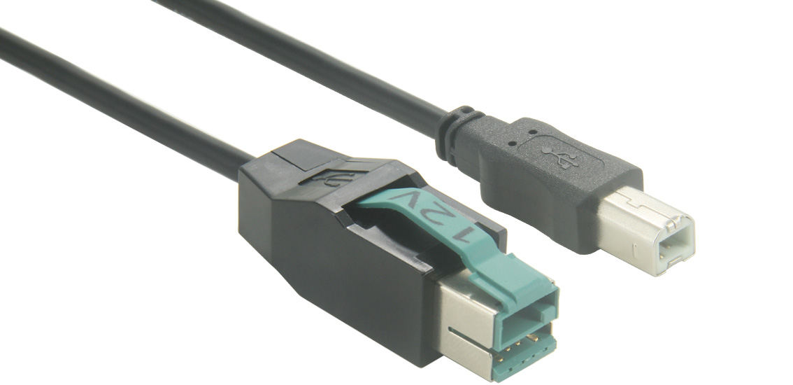 Poweredusb 12V to USB Type-B Printer Cable For POS stytem