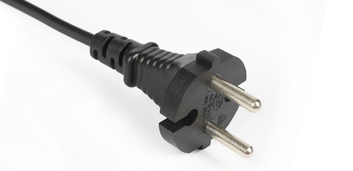 Cable de alimentación aprobado por CE & VDE Euro Electric Tools Plug 2 Pole