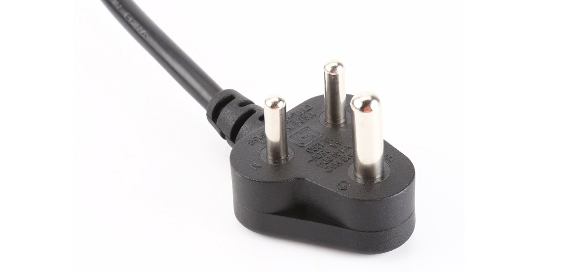 ISI Approved India Power Cord, India 3 Pole 6A Plug Power Cord