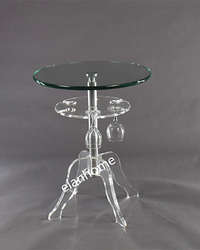 modern double round side table acrylic legs with glass top