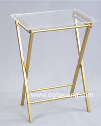 acrylic clear side table with metal