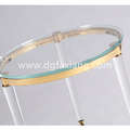 wholesale xustom clear acrylic round lamp table with gold stainless steel