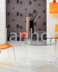 popular clear acrylic table and orange dining chair 