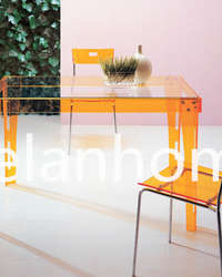simple dinning table with color acrylic legs 